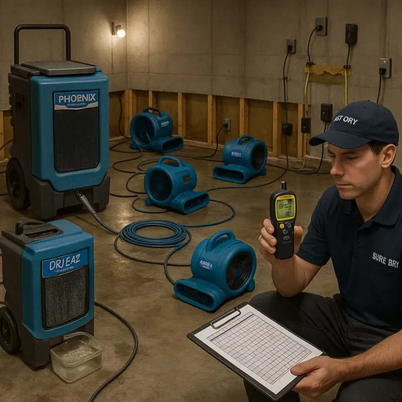 Structural Drying and Dehumidification process in Joshua, TX